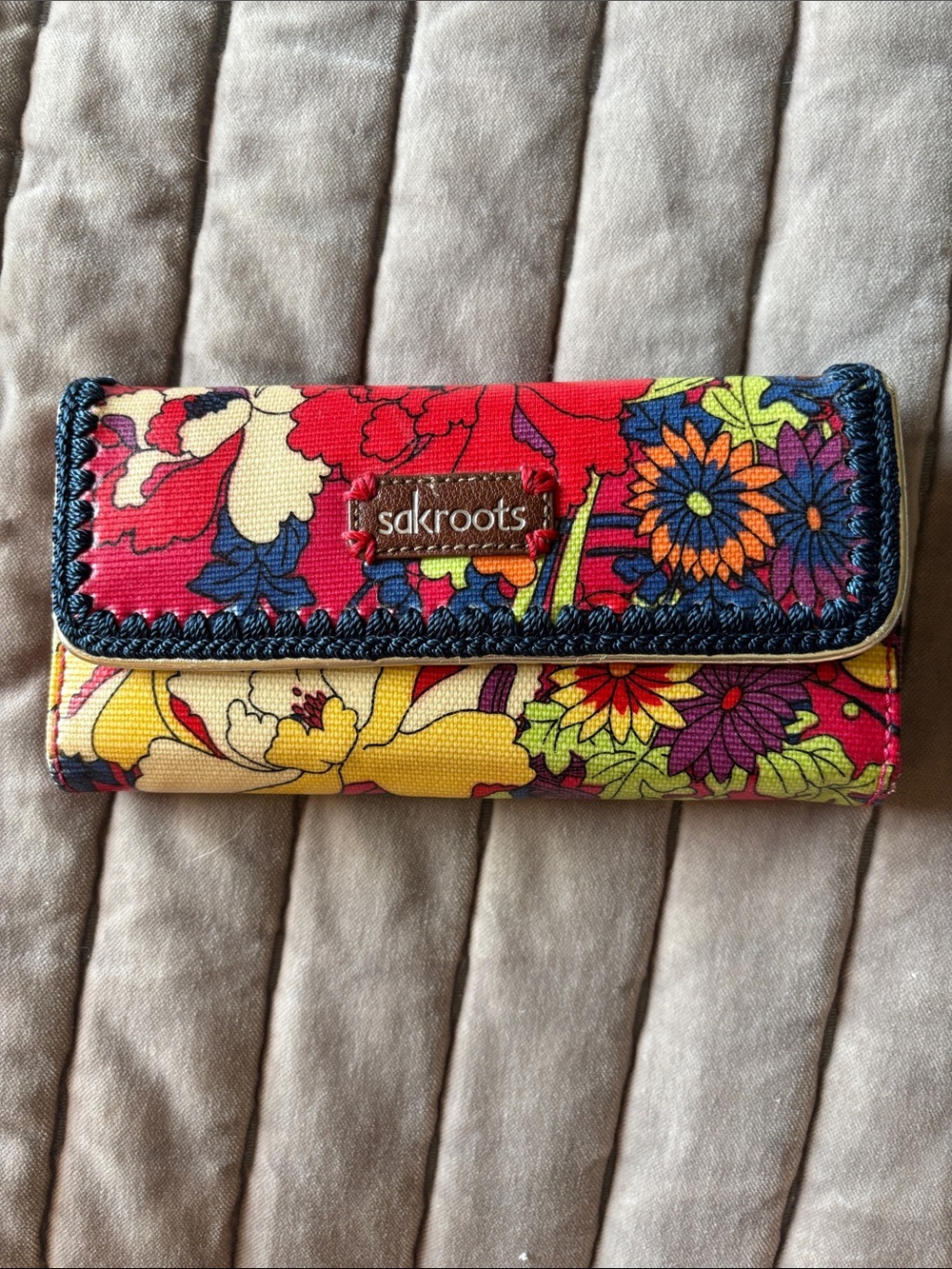 Sakroots Floral Canvas Wallet - Red, Yellow, Purple, Blue
